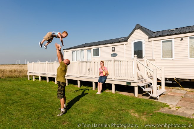 Fun family times on the lawn by the caravan.